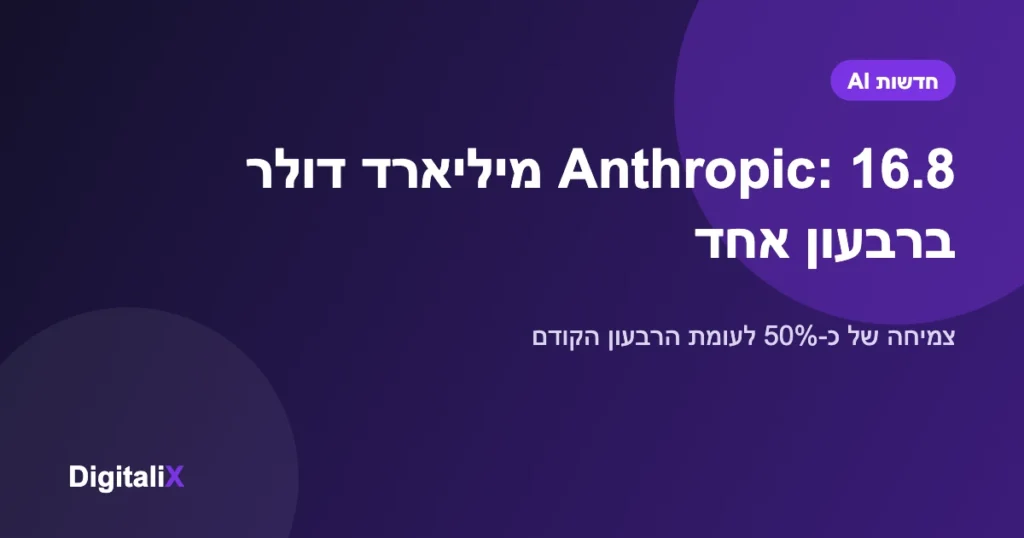 דיווח: ההכנסות הרבעוניות של Anthropic הגיעו ל-16.8 מיליארד דולר