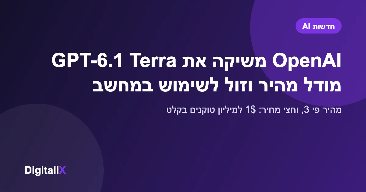 OpenAI משיקה את GPT-6.1 Terra: מודל מהיר וזול לשימוש במחשב ולסוכני AI